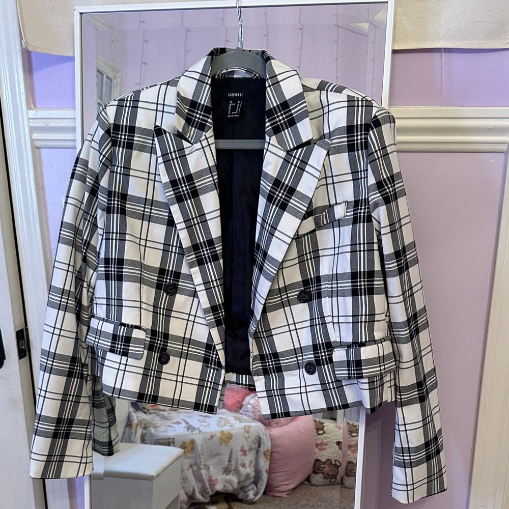 Forever 21 Black and White Checkered Blazer